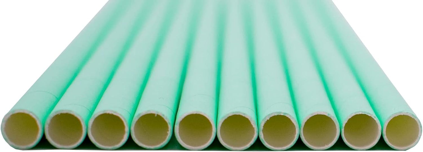 Pack of 300 Pastel Green Biodegradable 4-Ply Paper Drinking Straws (Compostable, Non-toxic, BPA-free)