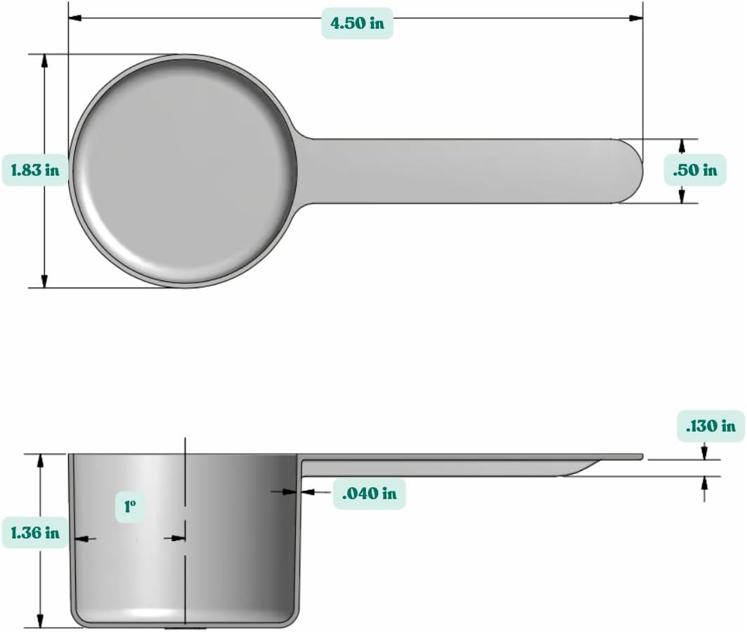 50 mL (50 CC | 1.69 Oz.) Long Handle Scoop for Measuring Coffee, Pet Food, Grains, Protein, Spices and Other Dry Goods (Pack of 10)