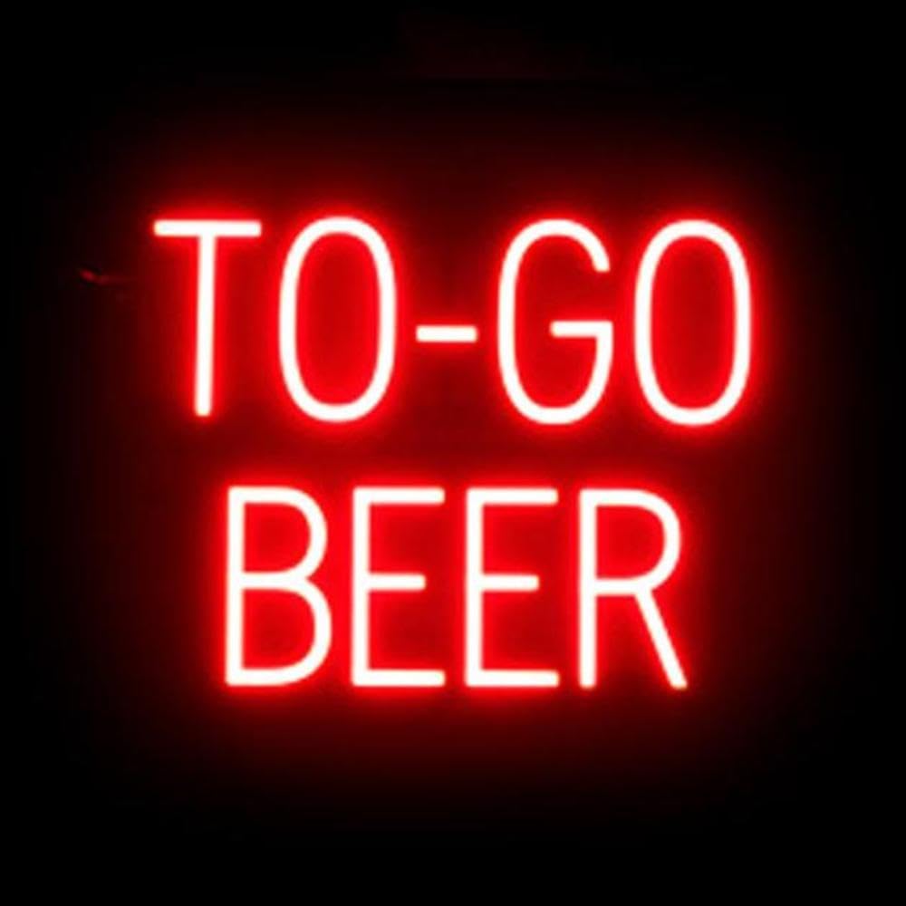 SpellBrite TO-GO BEER Sign | Beer-Related Sign with Neon Look, Red LED Light Source | 19.8" x 15.0"