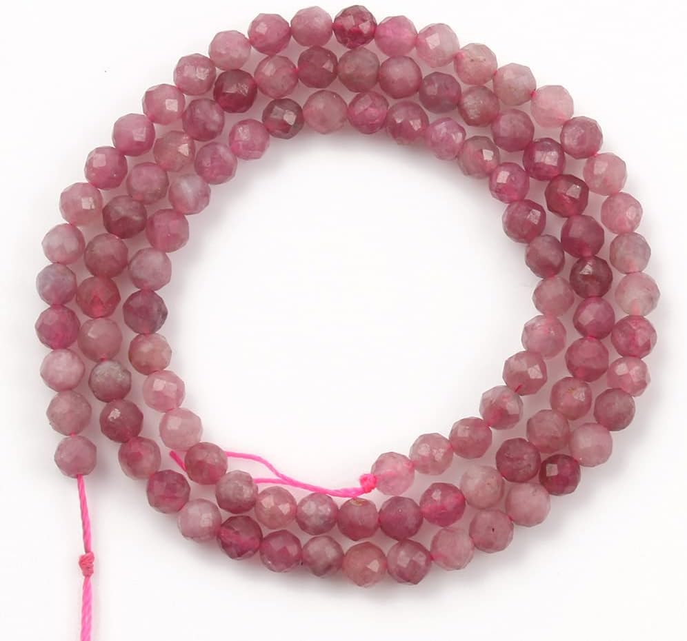 Song Xi 180pcs 2mm Natural Pink Tourmaline Gemstone Beads Faceted Round Loose Stone Beads for Jewelry Making