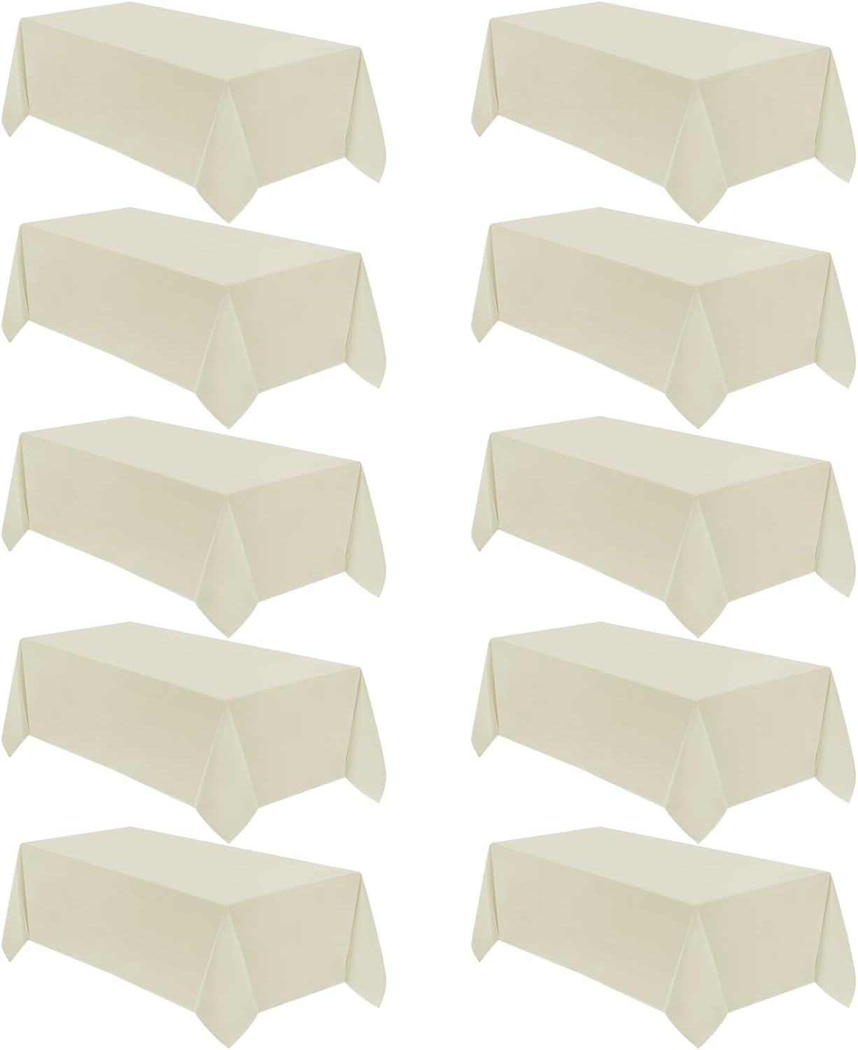 VidaFete Tablecloth 10 Pack 90 * 156inch Rectangle Table Cloth Polyester, Stain Wrinkle Resistant Polyester Dining Table Cover for Kitchen Dinning Party Wedding Rectangular Buffet Decoration(Ivory)