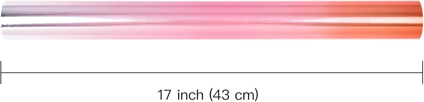 WRAPAHOLIC Ombre Foil Wrapping Paper - Mini Roll - 17 Inch X 33 Feet - Metallic Pink Gradient Color for Wedding, Birthday, Shower, Congrats, and Holiday