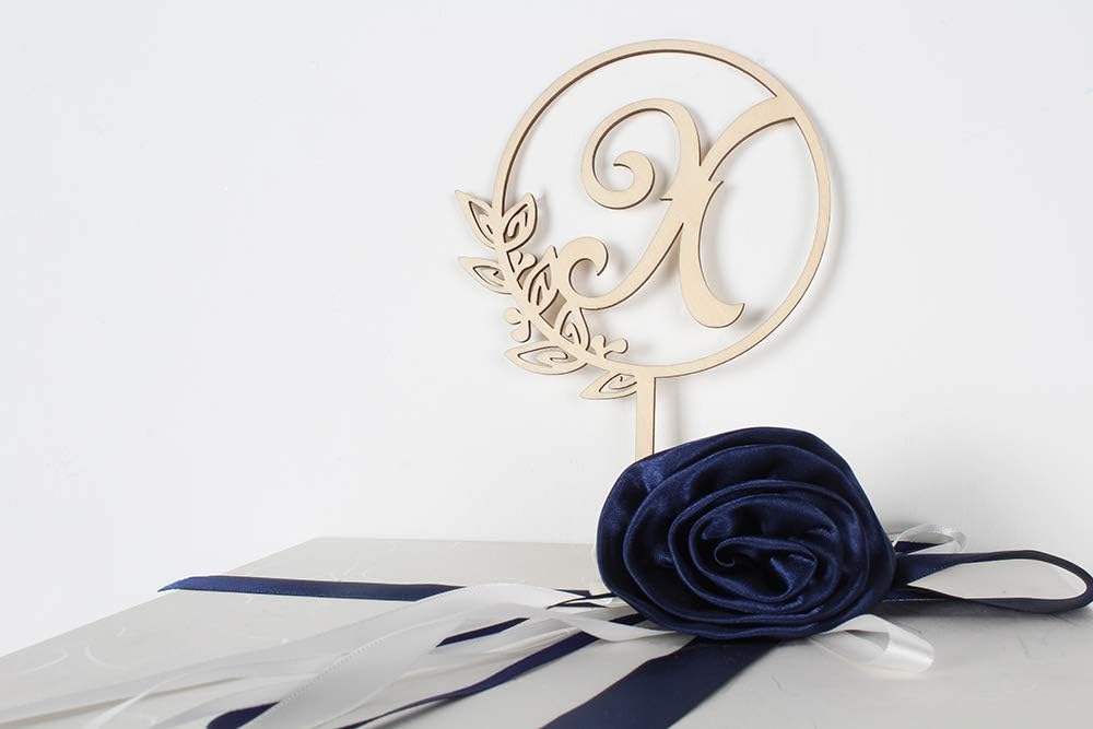LINGTEER Personalized Inital Letter X Wood Cake Topper Perfect for Birthday Rustic Wedding Anniversary Keepsake Party Decoration