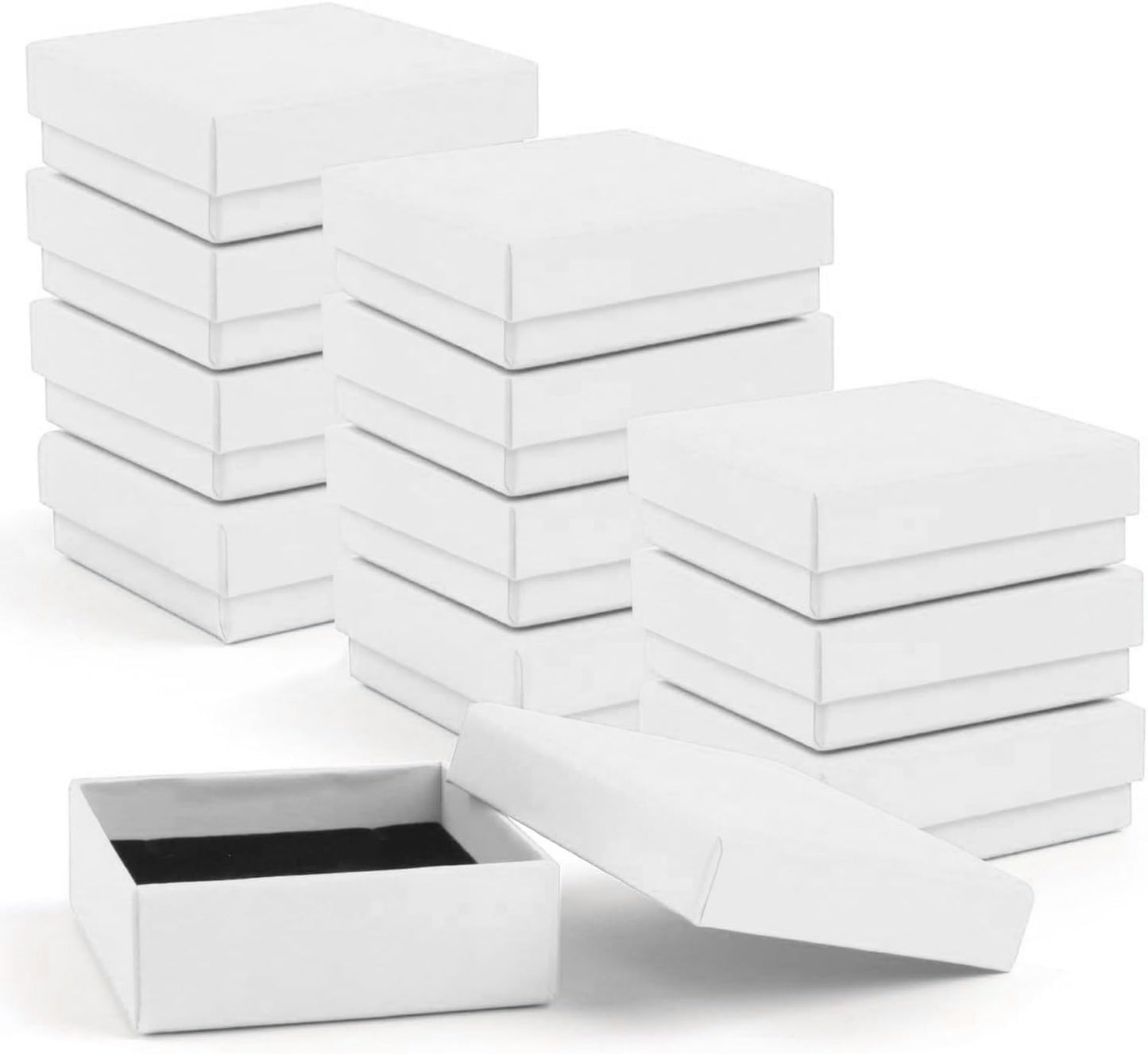 Gift Box Necklace Earring Ring Box Gift Box,12 Pieces Square Cardboard Jewelry Gift Boxes,Cotton Filled Cardboard Paper Jewelry Box Gift Case (3.5x3.5x1.25 Inches) (White)