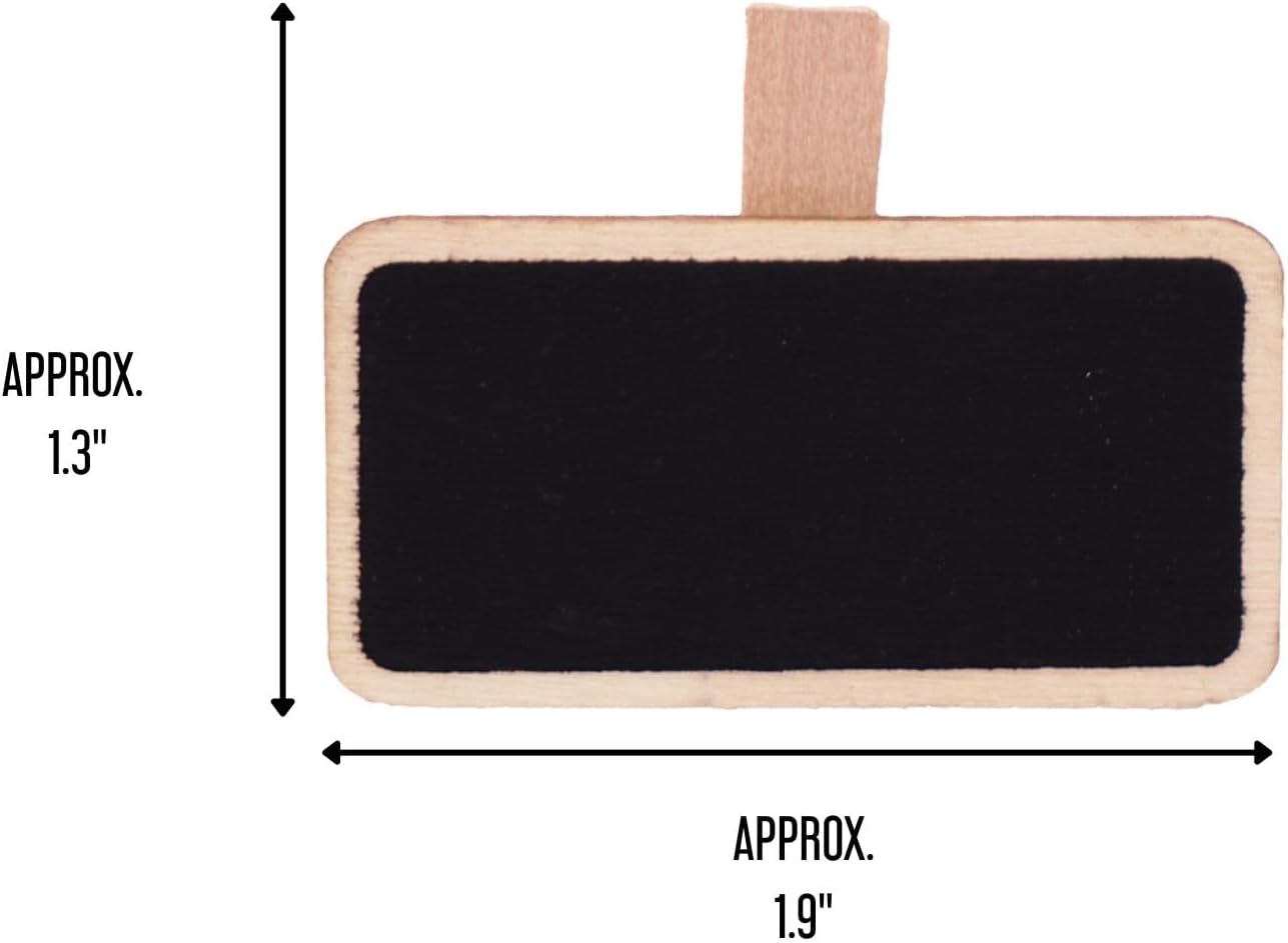 72 Count Chalkboard Signs Clips - Rectangle Wood Framed 2" x 1.5" Wooden Blackboard for Crafts, Home Decor, and Organization, Perfect for Special Occasions and Events Decoration
