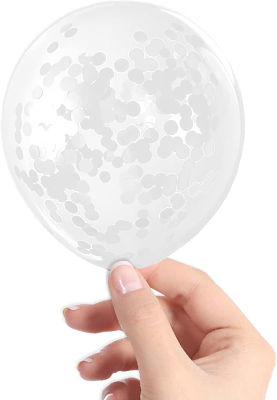 White Confetti Balloons, 40 Pcs 5 Inch Clear Balloons with Confetti Inside for Birthday Party Graduation Engagement Cake Topper Decor Bridal Shower Baby Shower Decoration Supplies