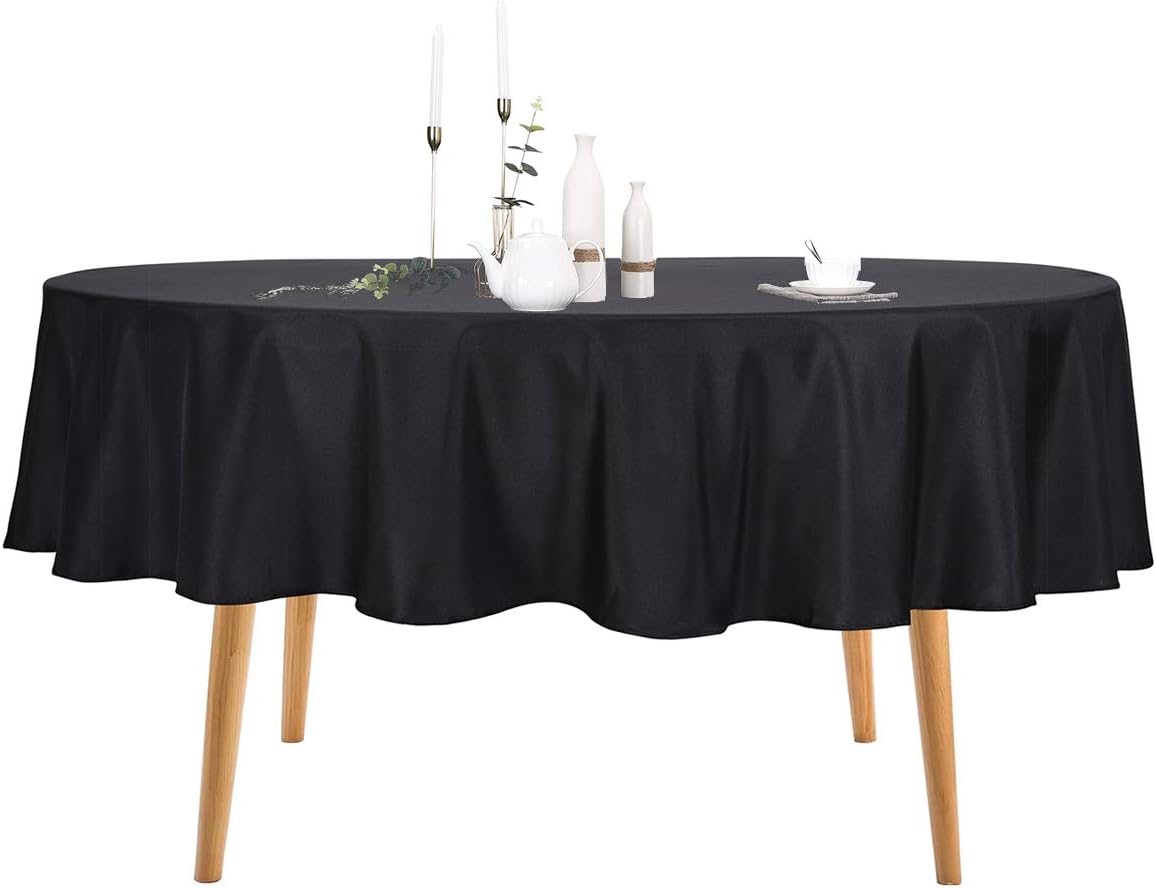 Ascoza 2pack 70 Inch Black Round Tablecloth in Polyester Fabric for Wedding/Banquet/Restaurant/Parties