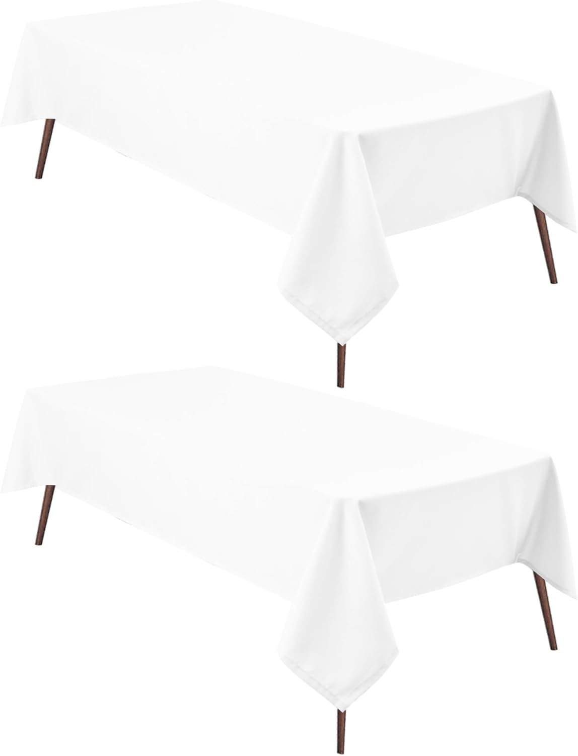 Hiasan 2 Pieces White Square Tablecloth - Waterproof and Spillproof Restaurant Washable Polyester Table Cloth for Dining Room, 60 x 60 Inch