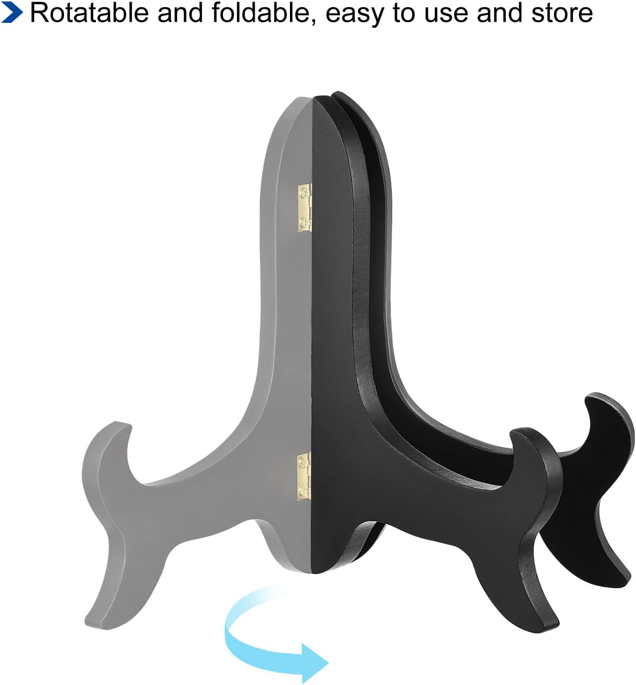 uxcell 9" Easel Plate Holder, Wooden Folding Display Stand Black for Decorative Picture Frame