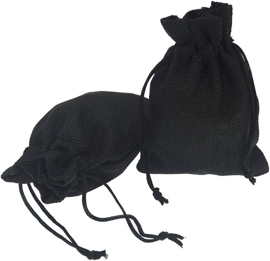 20Pcs Black Burlap Gift Bags with Drawstring, 5.9 x 7.5 Inch Linen Jewelry Gift Bags for Halloween Goodies Christmas Wedding Favor and DIY Craft