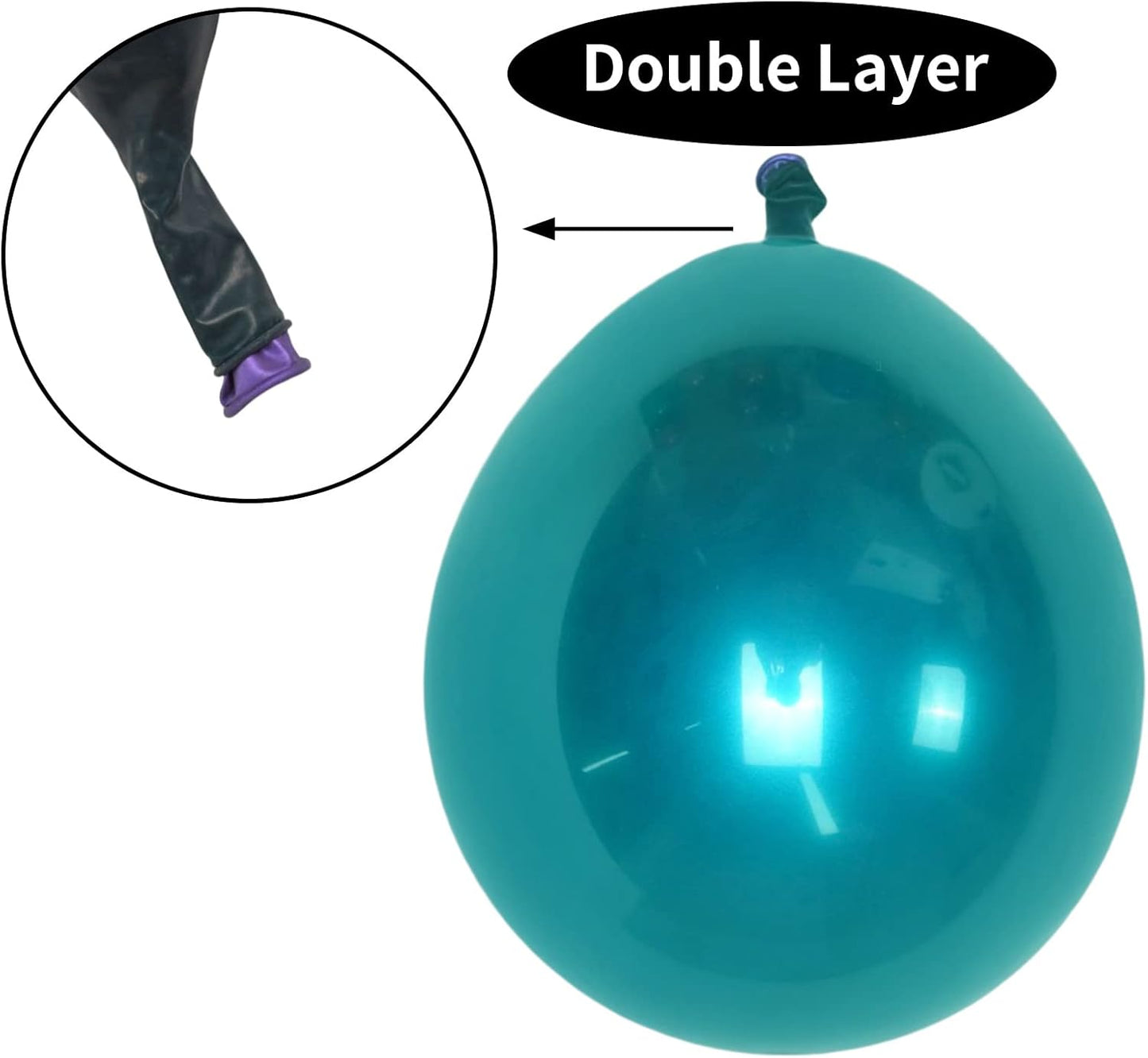 Metallic Teal Balloons, 50 PCS Double Stuffed Chrome Turquoise Balloons, Shiny Thick Dark Teal Blue Balloon Latex Helium Balloon for Christmas Birthday Wedding Graduation Party Decorations Supplies