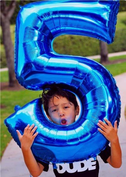 Big Mylar Navy Blue 5 Balloon 40 Inch, 5th Birthday Number Balloon Decorations, Men Boy 15 25 35 50 55 65 Birthday Numbers, Anniversary Party Supplies 2025 Foil Number Balloons