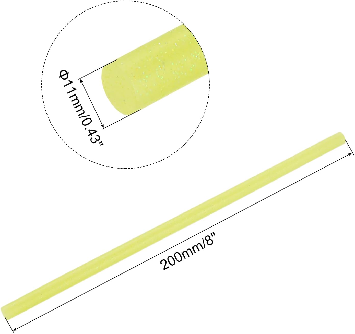 uxcell 20pcs Hot Glue Sticks for Glue Gun 11mm/0.43-inch x 8-inch Mini Hot Melt Adhesive Glue Stick Glitter Yellow