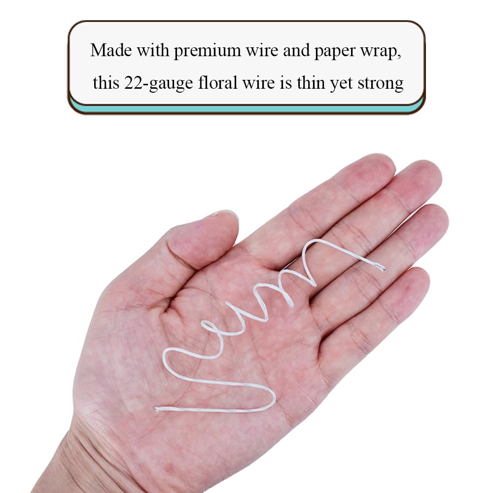 HAHIYO 20Gauge White Paper-Wrapped Metal Floral Wire 14 Inches(36cm), 70 Pack Flexible Paddle Wires Florist Wire Garden Wires for Craft Christmas Wreath Flower Arrangement Bouquet Wrapping Wedding DIY