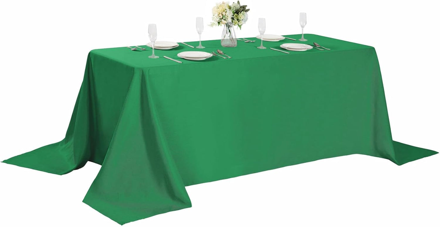 Rectangle Tablecloth 90x156 inch Washable Polyester Fabric Table Cloth for Wedding Party Dining Banquet Decoration（90x156, Emerald）