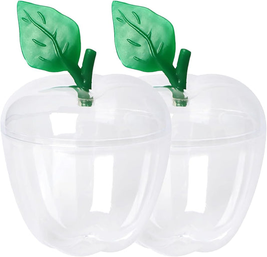 Tevrel Large Clear Apple Container (Pack of 2) – Apple Shaped Plastic Candy Jars for Gifts, Teacher Appreciation, Party Favors, Wedding Decorations, Classroom & Holiday Supplies