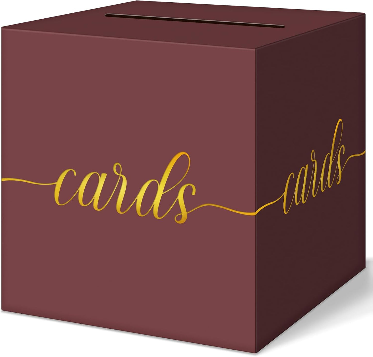 QIKSION Maroon Graduation Card Box, Gold Foil Gift Card Box for Graduation, Party, Wedding Reception, Birthday, Baby Shower, Raffle