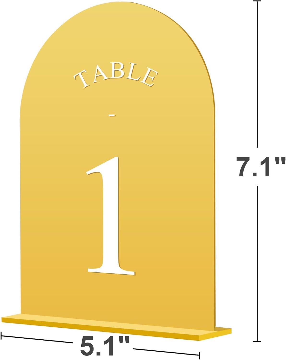 JOYIT Arch Wedding Table Numbers 1-50 with Stands – 5" X 7" Acrylic Mirrored Gold Table Number Holders, Perfect for Wedding Receptions, Parties, Anniversaries, and Events