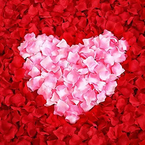 ocharzy 3000 PCS Red Rose Petals, Artificial Silk Flower Rose Petals, Fake Rose Petals for Wedding Decorations, Romantic Night, Proposal, Anniversary,Parties, Events