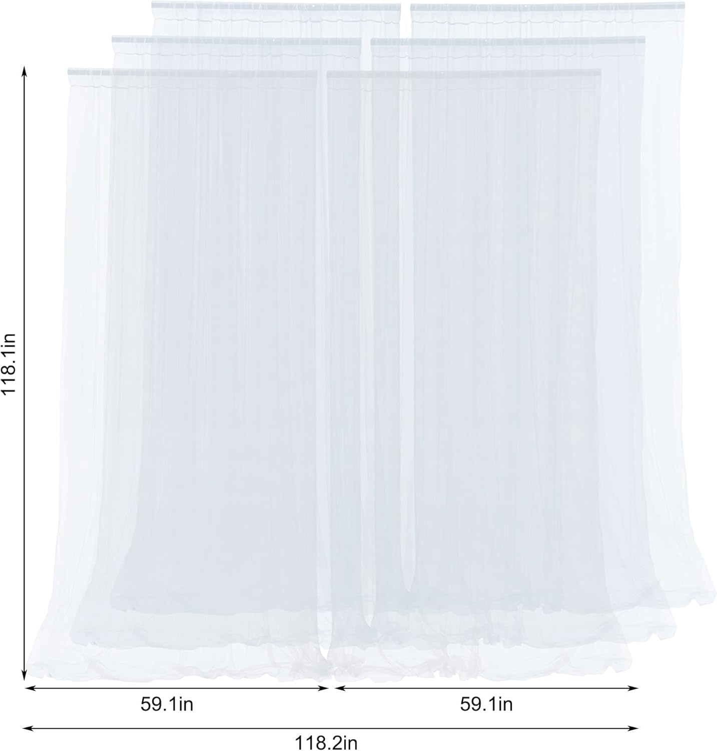 Sheer Backdrop Curtains White Tulle Backdrop Curtain for Parties Wedding White Backdrop Curtain for Birthday Party Baby Shower Photos Background Drape 30ft x 10ft(5ft x 10ft, 6 Panels)