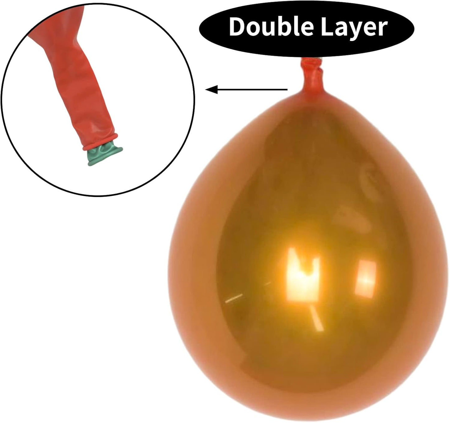 Chrome Gold Balloons 12 Inch, Double-Layered Metallic Light Gold Balloons, Shiny Thick Chrome Metallic Light Latex Helium Balloon for Birthday Wedding Party Decoration Supplies