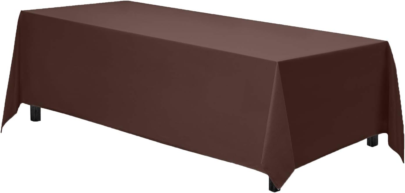 Gee Di Moda Rectangle Tablecloth - 90 x 132 Inch Chocolate Table Cloth for 6 Foot Table with Floor-Length Drop - Heavy Duty Washable Fabric - 6 Ft Buffet Table, Holiday Party, Wedding & Baby Shower