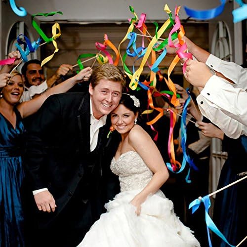 100PCS Ribbon Stick Wands Wedding Streamers with Silk Fairy Stick Wand for Wedding Party Baby Shower Send Off Party Activities Holiday Celebration Favors (Royal Blue-100PCS)