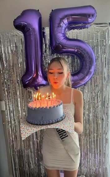 Jumbo Purple Number 6 Balloon 40 Inch, Boy Girl 6th Birthday Supplies, Foil Helium 6 16 26 46 60 66 76 86 96 Birthday Giant Balloon, Mylar Purple Number Balloons Anniversary Decorations