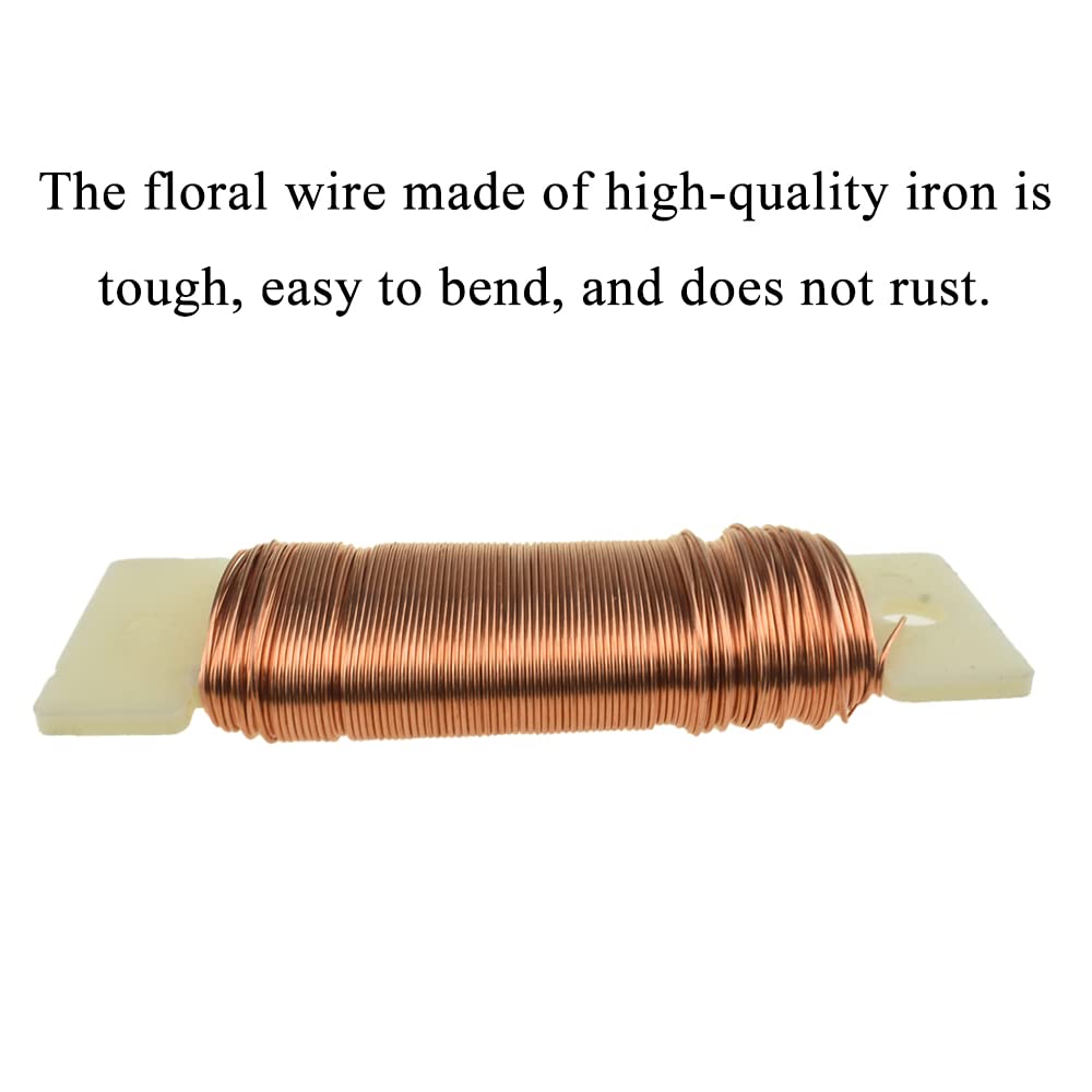 HAHIYO 22Gauge Rose Gold Floral Wire - 38Yards (115Feet) Flexible Paddle Wire for Crafts, Christmas Wreaths, Tree, Flower Arrangement, Bouquet Wrapping, Wedding DIY