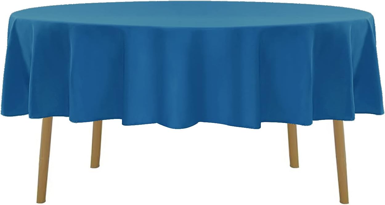 70 inch Round Tablecloth Washable Polyester Table Cloth Decorative Table Cover for Wedding Party Dining Banquet（70 inch, Mediterranean Blue）