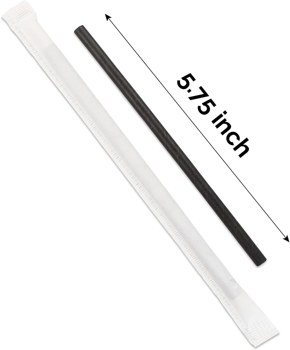 [400 Pack] Chunspak 5.75 inch Disposable Black Paper Cocktail Straws, Paper Bar Stirrers - Individually Wrapped