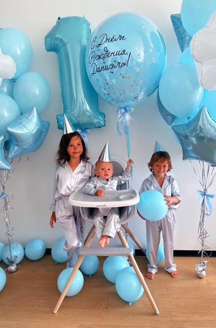 Pearl Blue Number 1 Balloon 40 inch, Number 1 Birthday Balloon for Boy Girl, Pearl Blue Foil One for 1st 10 11 12 16 18 Birthday Party, Anniversary Celebration Number Balloons Decorations