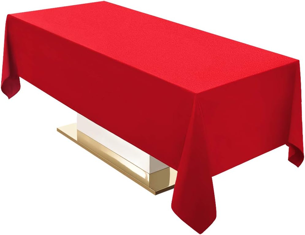 Surmente Red Tablecloth 60 x 102-inch Rectangular Polyester Table Cloth for Weddings, Banquets, or Restaurants