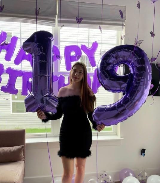 Purple Number 1 Balloon 40 inch, Number 1 Birthday Balloon for Boy Girl, Purple Foil One for 1st 10 11 12 16 18 Birthday Party, Anniversary Celebration Number Balloons Decorations