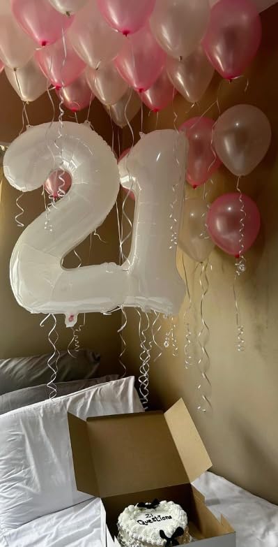 Big 40 Inch White 2 Number Balloon Birthday Decoration, White Number 2 Helium Balloons 12 20 22 23 24 26 28 32 42 Celebration, Boy Girl Baby Anniversary Party Graduations Supplies