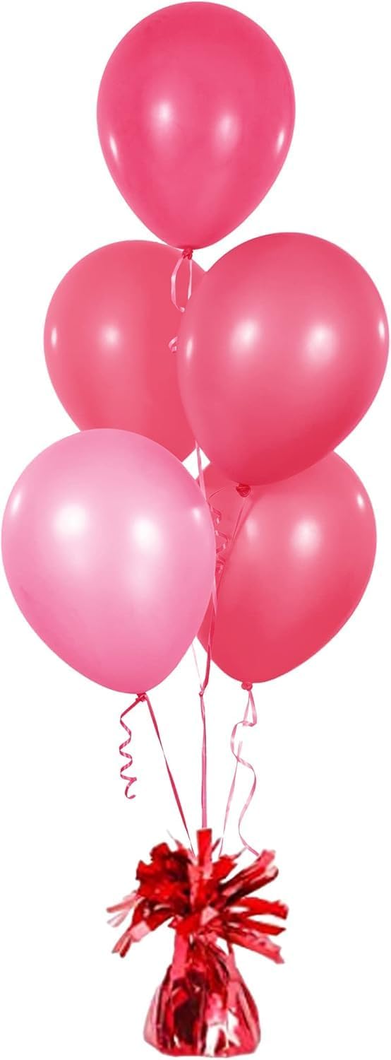 Metallic Balloon Weights, Birthday Party Favors, Novelty and Gag Gifts, 5.5" Inches, 6-Pack (Red)