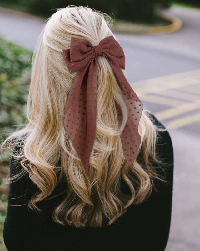 Tobeffect Hair Bow for Women Clips Bulk, Big Ribbon Bows with Long Tail, Oversized Bow Hair Accessories 8PCS