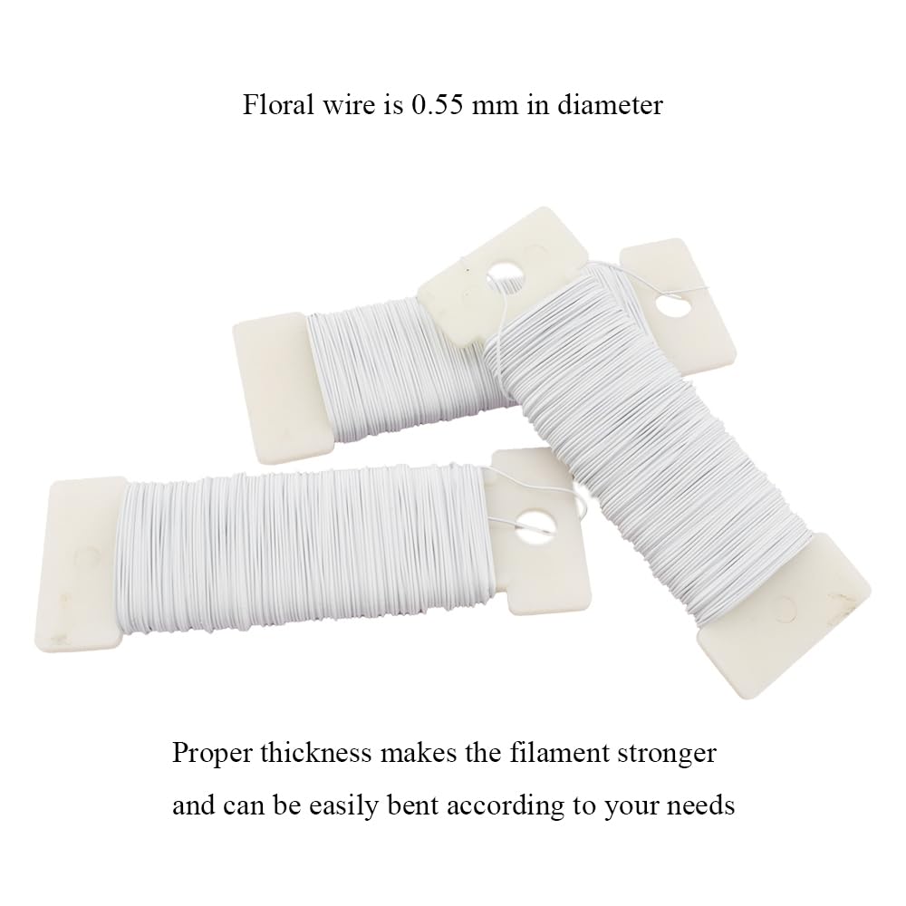 HAHIYO 26Gauge White Metal Floral Wire - 3 Rolls, 115 Yards (345 Feet) - Flexible Paddle Wire for Crafts, Christmas Wreaths, Tree & Flower Arrangement