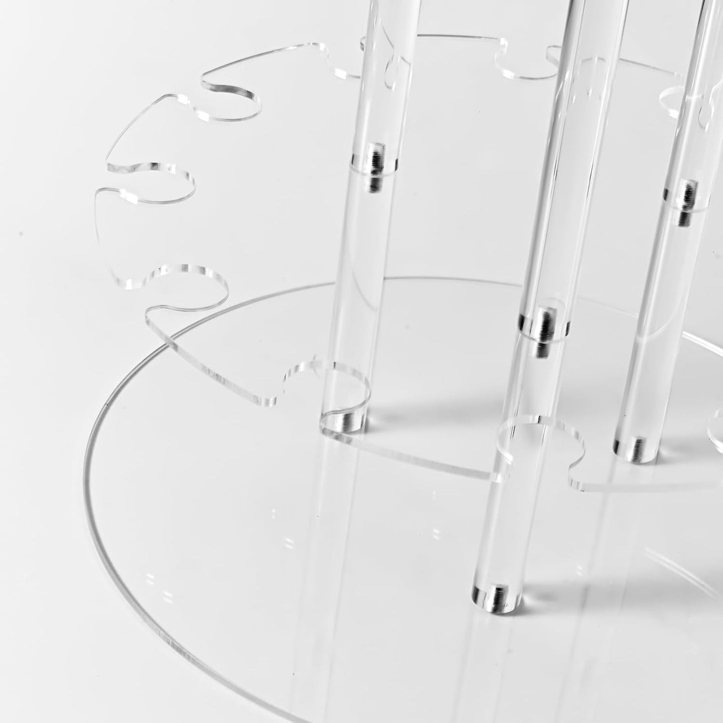 Champagne Tower, Circle Acrylic Champagne Display Rack Stand with 28 Slots, 3 Tier Floating Sight Champagne Flute Holder for Party, Wedding, School, Celebration, 13.4x13.4x25.5 inch