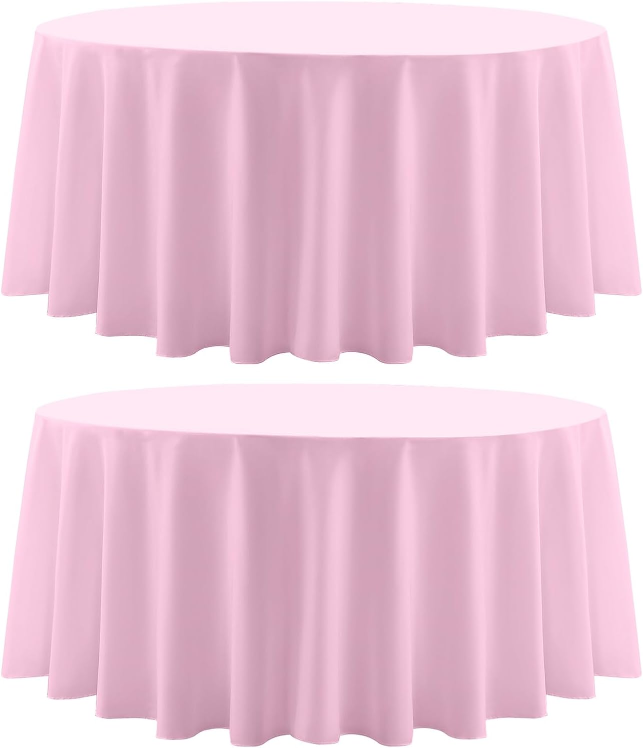 Round Tablecloth 120 Inch 2 Pack Pink Tablecloths Washable Decorative Linen Polyester Table Clothes Cover for Dining Table Banquets Buffet Parties and Wedding