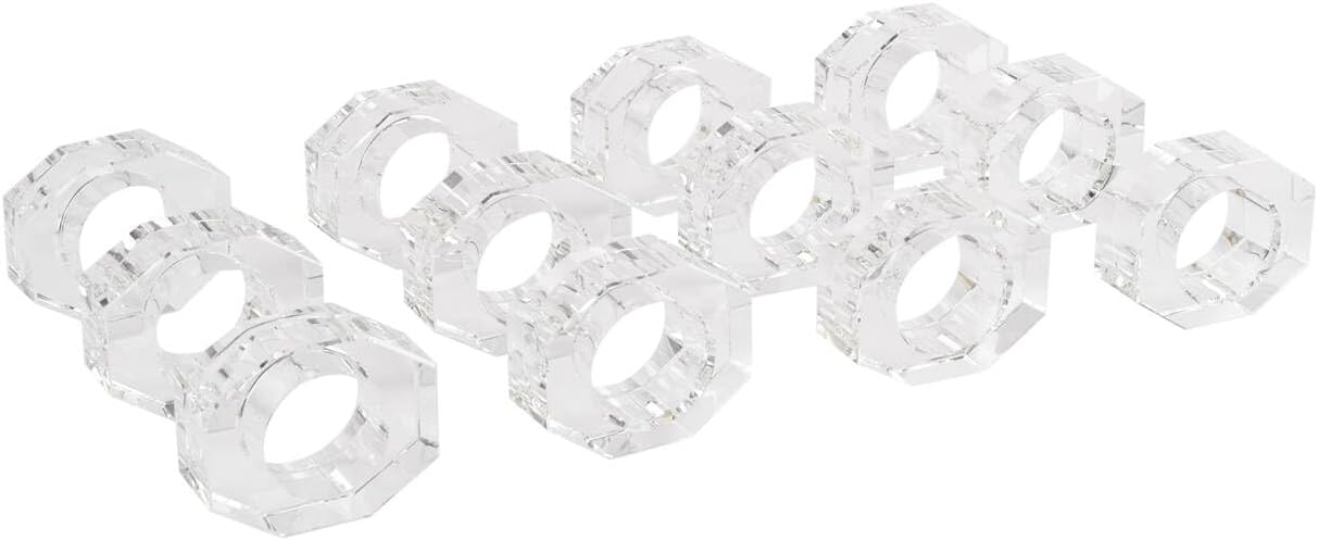 Crystal Napkin Rings, Elegant Table Decor Holders for Wedding, Christmas, Thanksgiving, Holiday Dining, 12 Pack