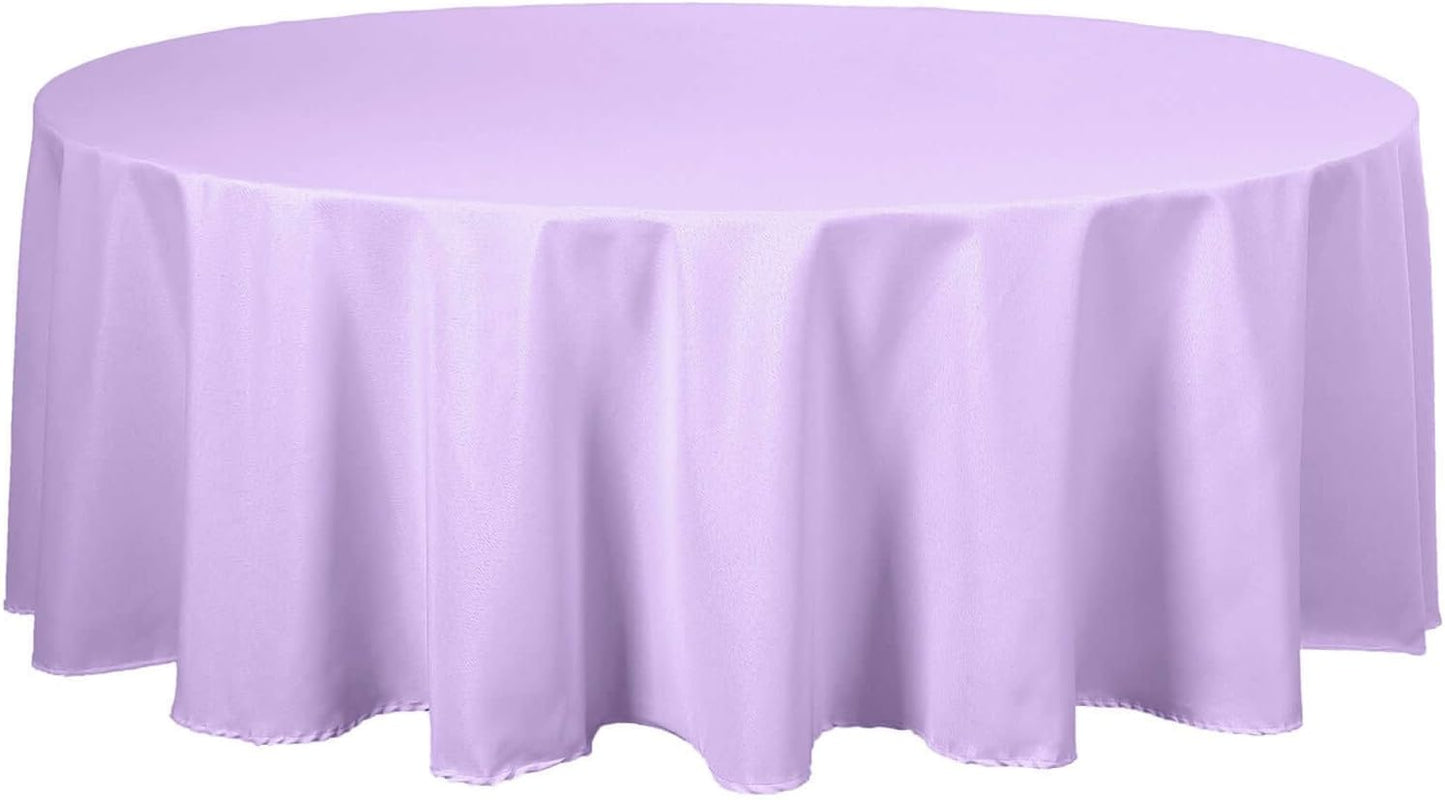 Efavormart Round Tablecloth, 108 Inch Stain & Wrinkle Resistant Washable Table Cloth, Decorative Polyester Fabric Table Cover for Banquet, Wedding, Dining- Lavender