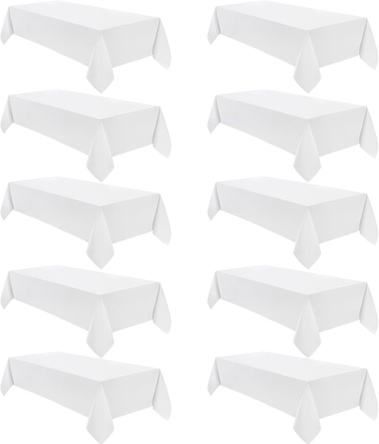 VidaFete Tablecloth 60 * 120inch 10pack Rectangle Table Cloth Polyester, Stain Wrinkle Resistant Dining Table Cover for Kitchen Dinning Party Wedding Rectangular Tabletop Buffet Decoration(White)