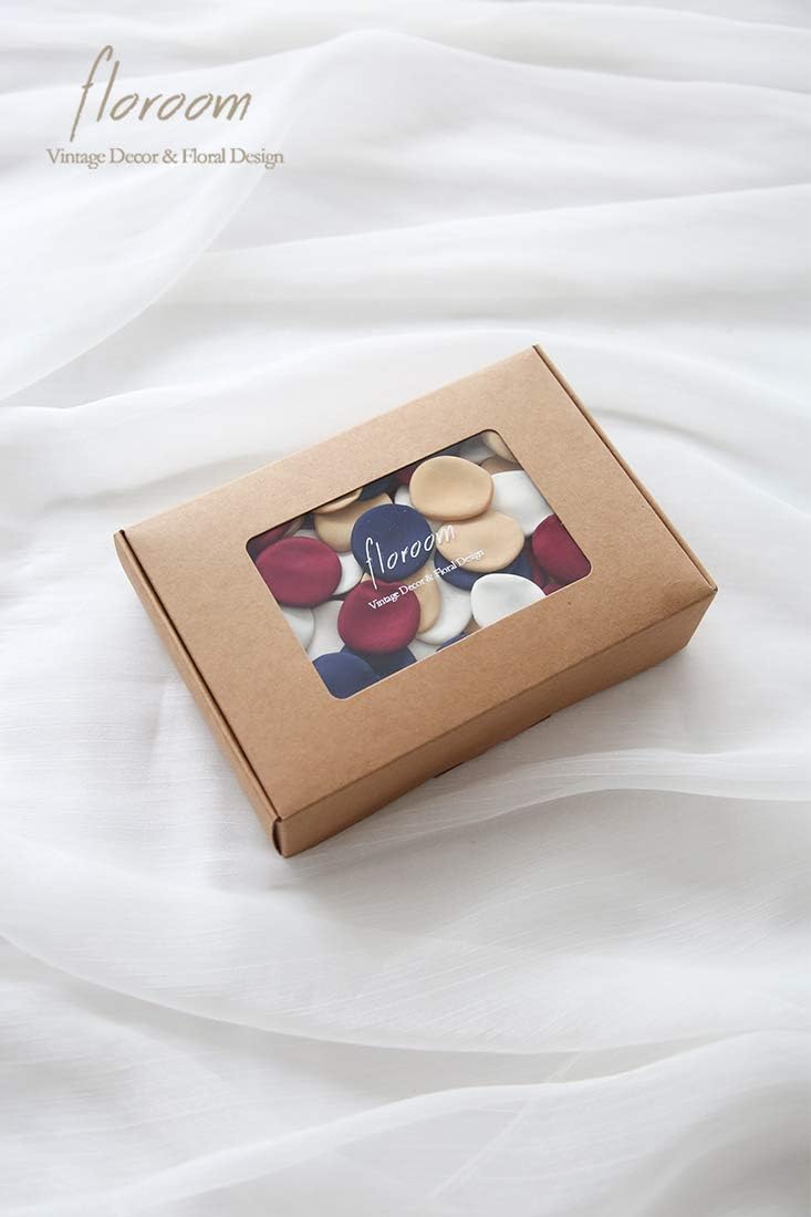 Floroom 500pcs Rose Petals Burgundy Navy Faux Silk Flower Petals for Wedding Flower Girl Basket Aisle Runner Scatter Dinner Table Centerpieces Party Confetti Bridal Shower Romantic Night Decoration