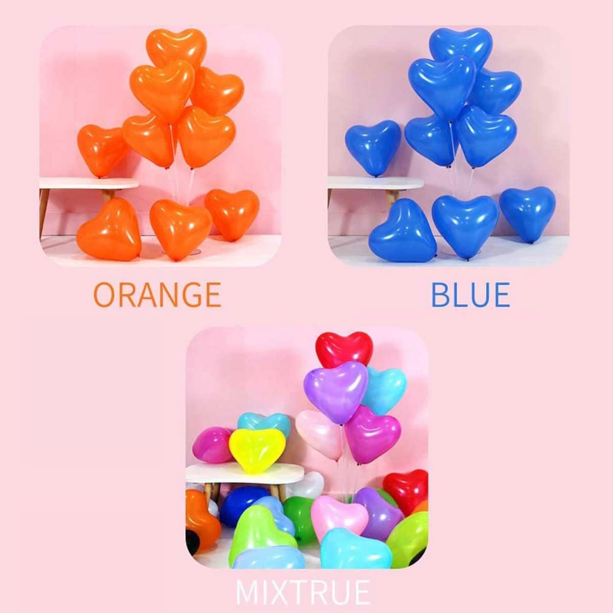 6-inch Heart shaped balloons 10 Kinds of Mixed Color Latex Balloons for Valentines Day,Propose Marriage,Wedding Party.(red, purple,yellow,green,blue, pink, white,orange,etc.)