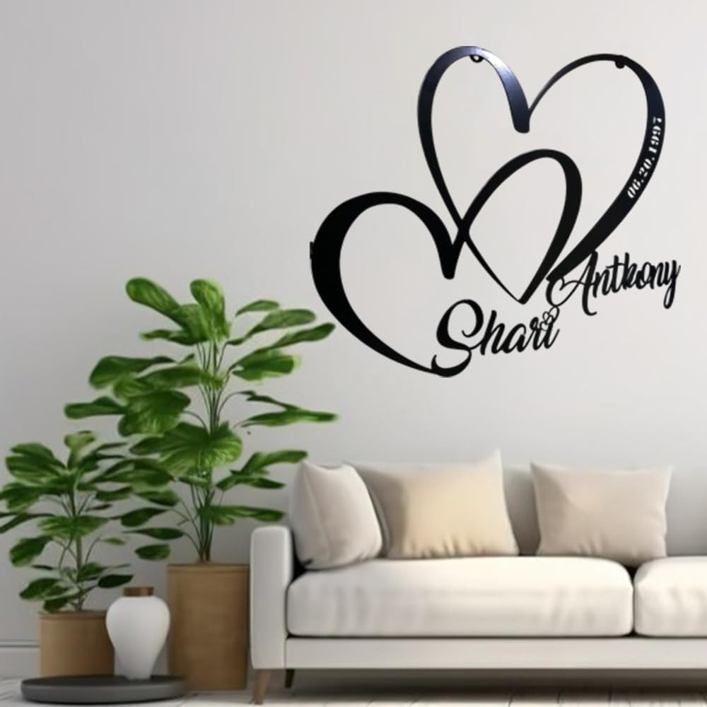 NAZENTI Personalized Metal Sign Heart Gift For Couple, Wedding Gift, Family Name Sign, Outdoor Name, Anniversary, Home Decor, Front Door