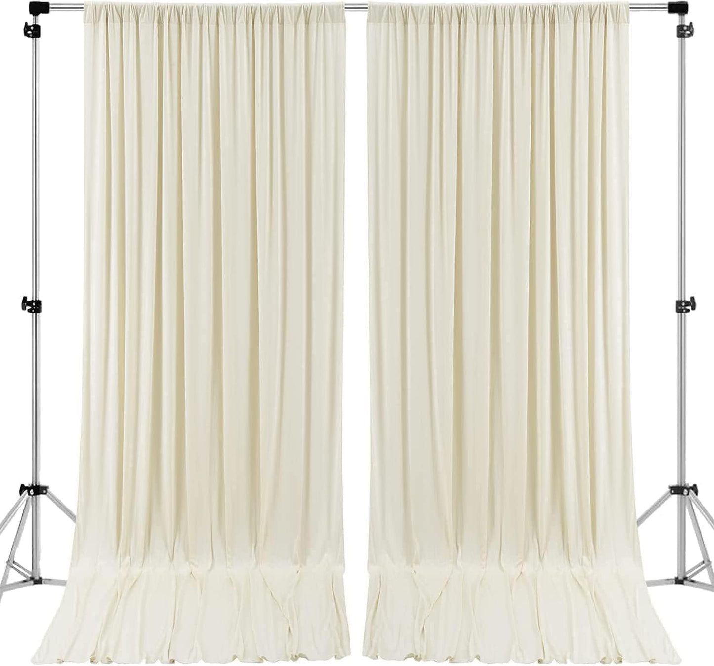 AK TRADING CO. 10 feet Wide x 12 feet Long IFR Polyester Backdrop Drapes Curtains Panels with Rod Pockets - Wedding Ceremony Party Home Window Decorations - (Ivory)