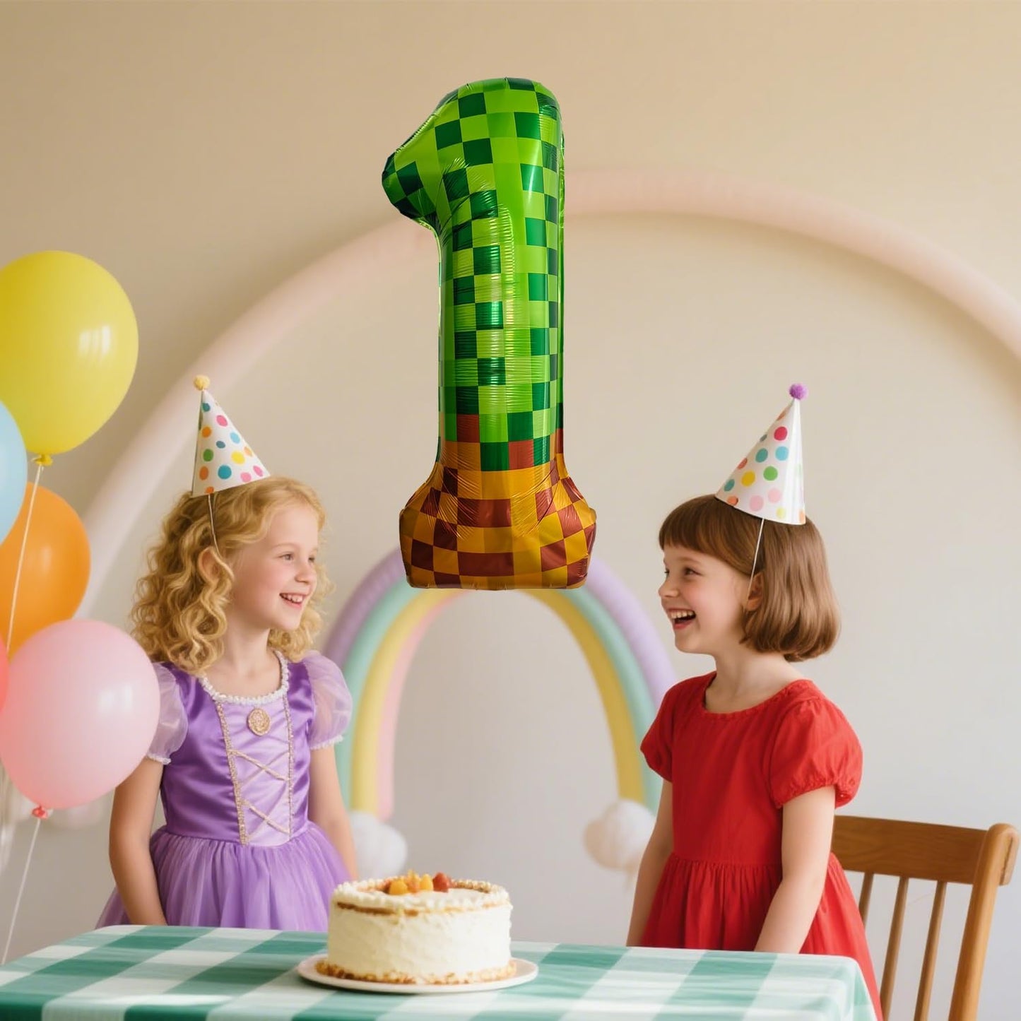 Pixel & TNT Theme 40in Giant Number Balloons - Foil Mylar Birthday Party Decorations for Kids Adults Cumpleaños, Block Style Pixel Art Shape Balloon Decor Supplies (Pixel, Number 1)