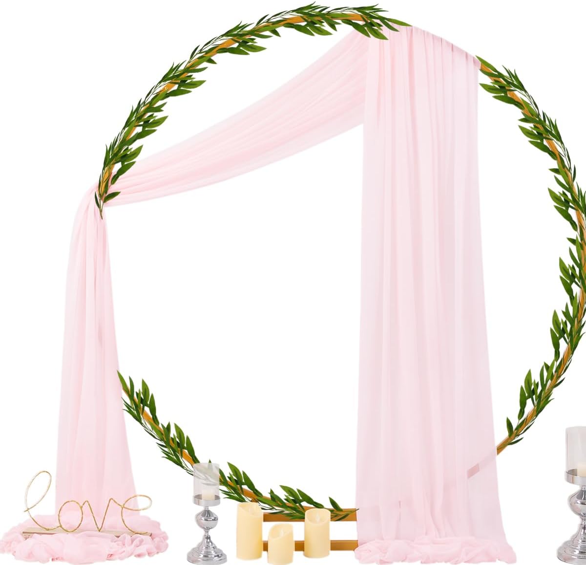Socomi Blush Pink Wedding Arch Draping Fabric 29" x 20Ft 2 Panels Sheer Outdoor Curtain Drapes Extra Long for Bridal Baby Shower Ceremony Birthday Party Decor
