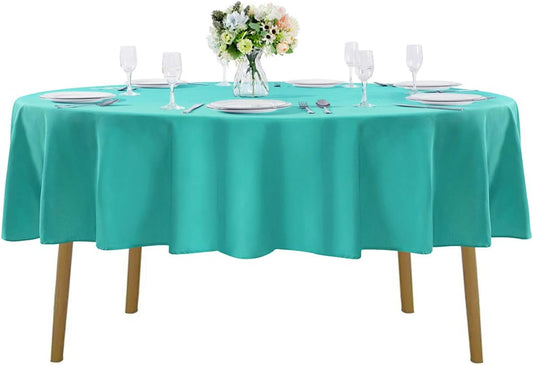 70 inch Round Tablecloth Washable Polyester Table Cloth Decorative Table Cover for Wedding Party Dining Banquet（70 inch,Turquoise）